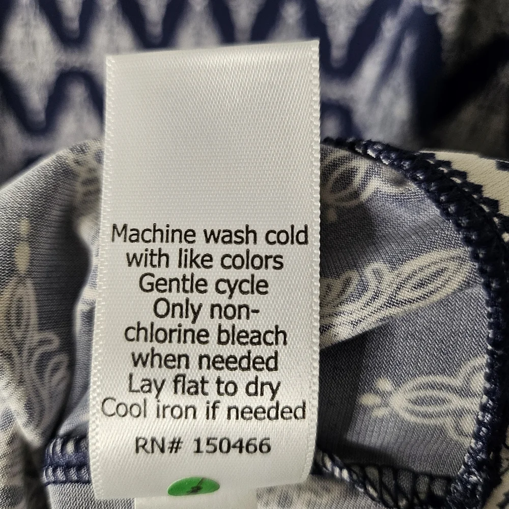 Magnolia Grace Navy White Boho Sleeveless V-Neck Shift Dress Size XXL Bohomian - Picture 7 of 9